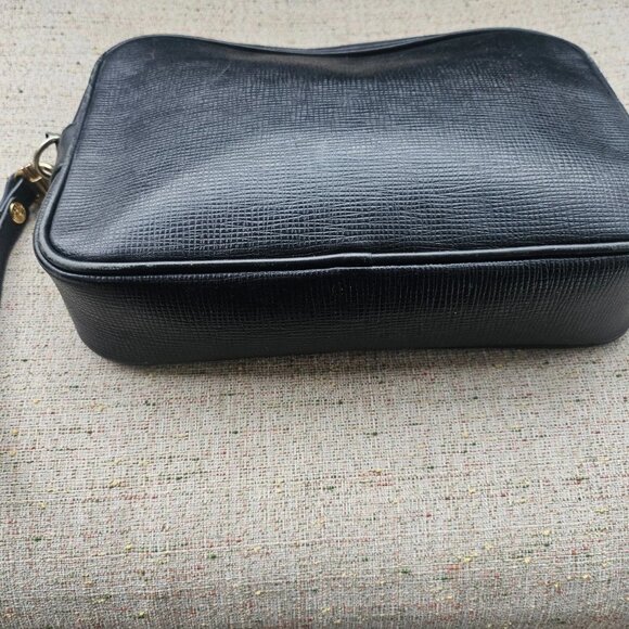 Hunting World Clutch Bag Black Leather Cosmetic Bag Make Up Bag Made in Italy - Picture 7 of 14